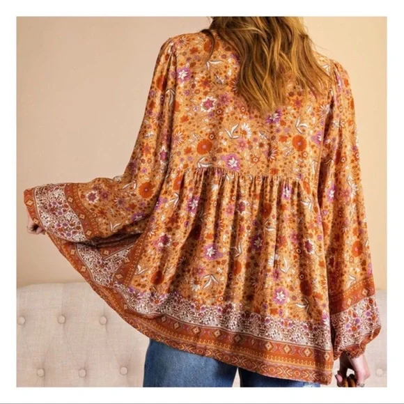 LAST ONE 👆The MILLIE Boho Floral Print Blouse - Picture 5 of 8
